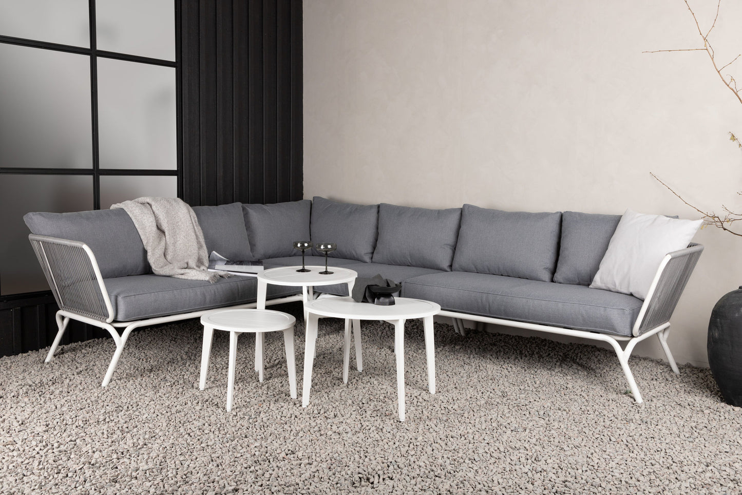 Roxo hjørnesofa – Hvid/Grå