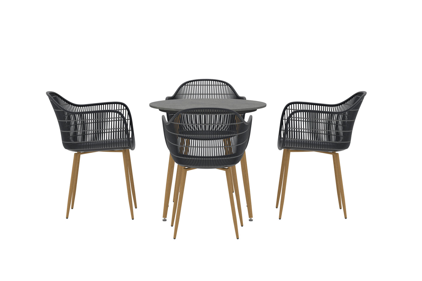 Anafi rundt cafésæt Ø80 cm – Sort