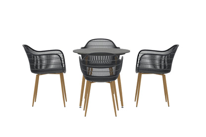 Anafi rundt cafésæt Ø80 cm – Sort