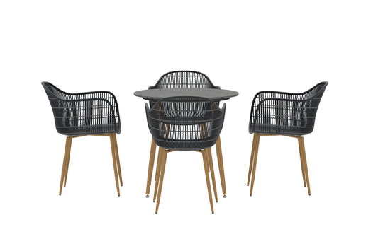 Anafi rundt cafésæt Ø80 cm – Sort