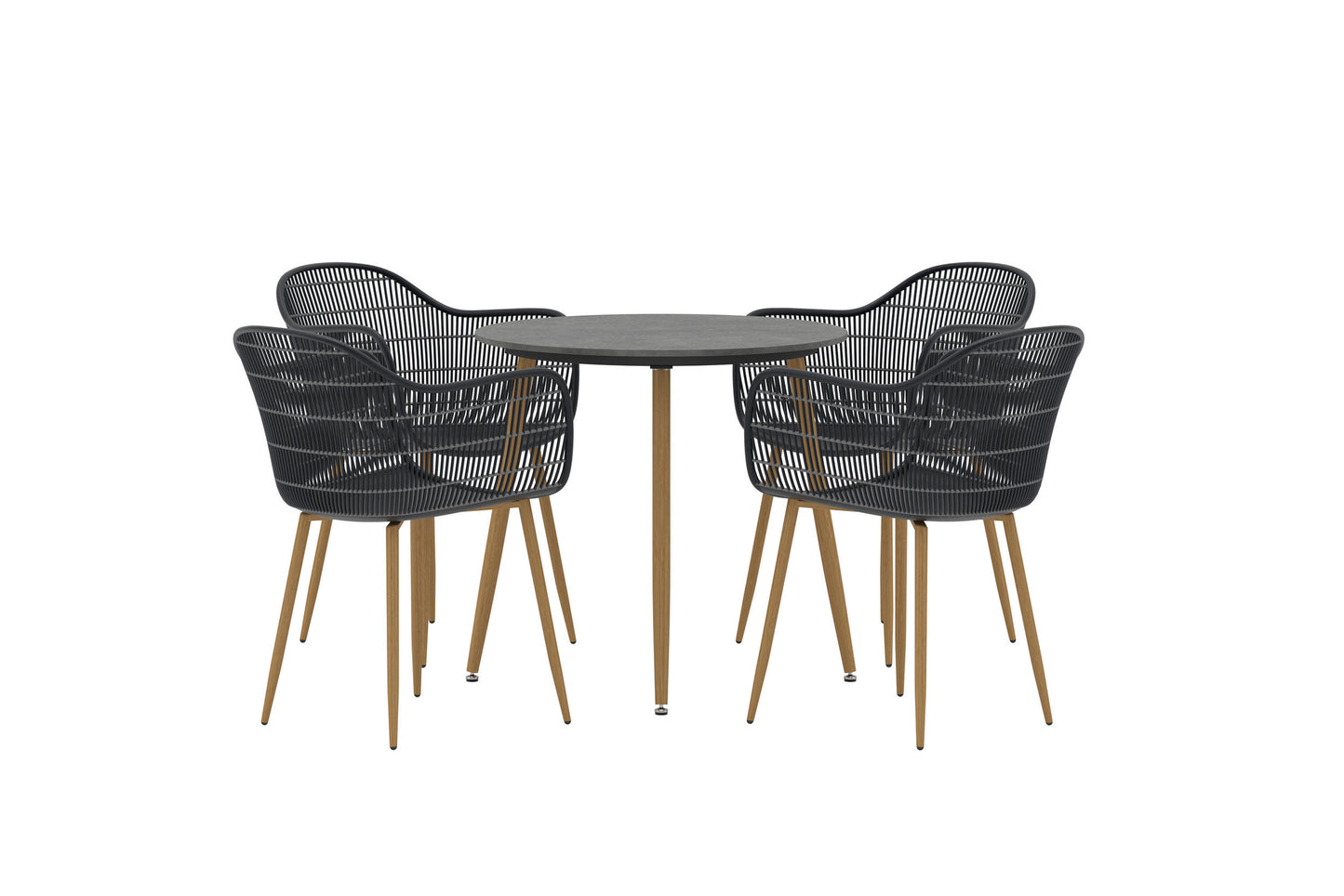 Anafi rundt cafésæt Ø80 cm – Sort