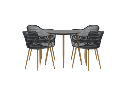 Anafi rundt cafésæt Ø80 cm – Sort