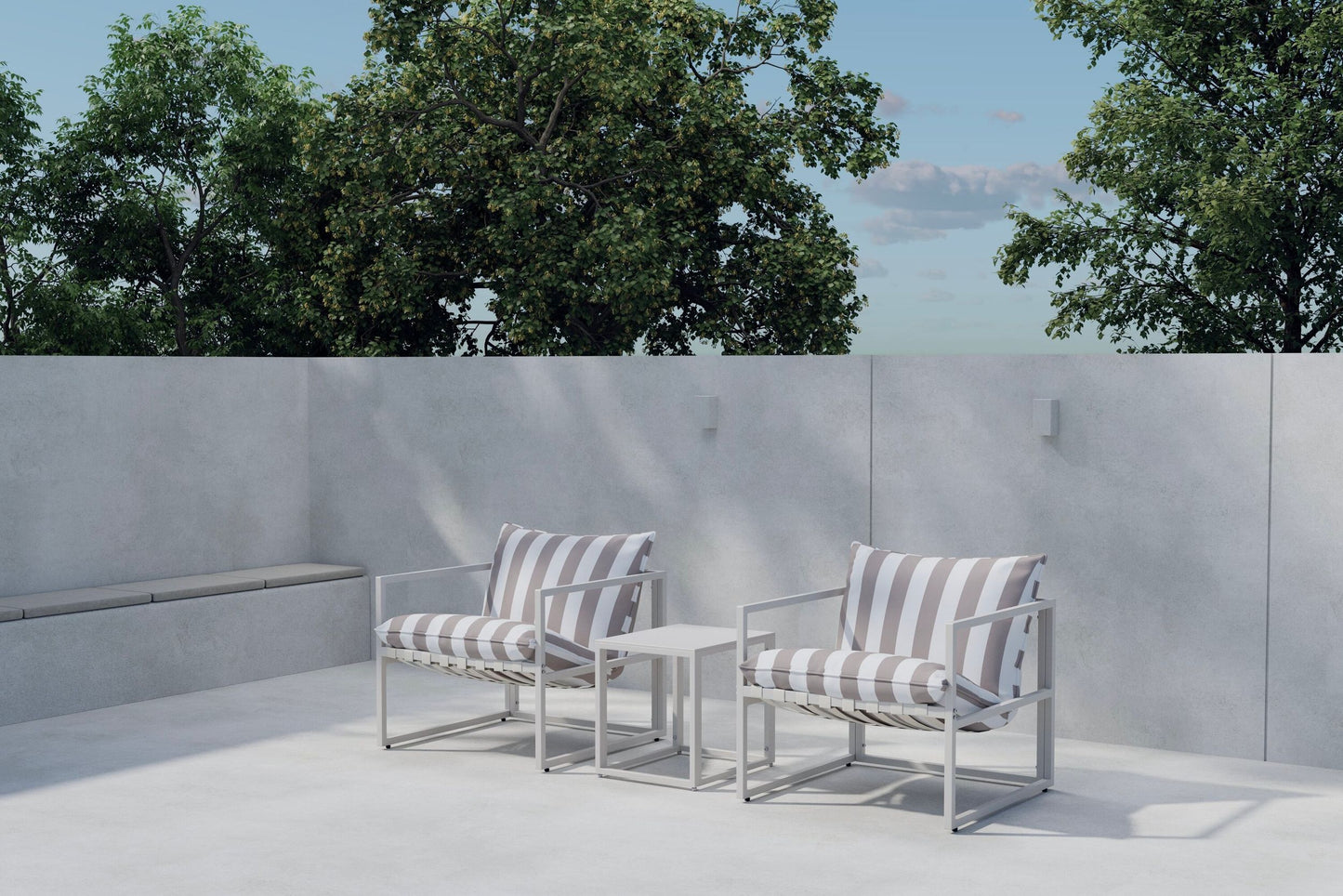 Messina loungesæt – Beige/Hvidstribet