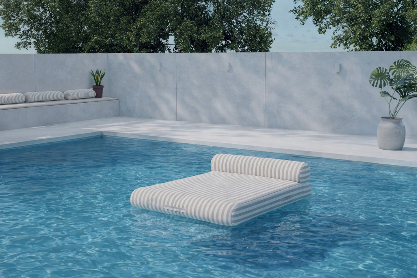 Redang oppustelig loungestol 188×135 cm – Hvid/Beigestribet