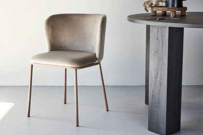 Edina Spisebordsstole (2 stk.) – Trælook / Beige Velour