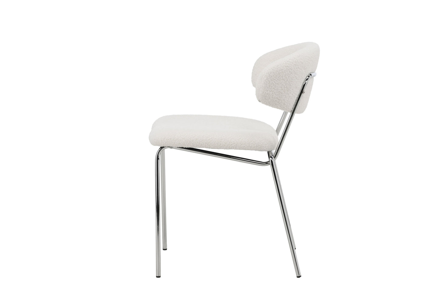 Chico Spisebordsstole (2 stk.) – Krom / Hvid Bouclé