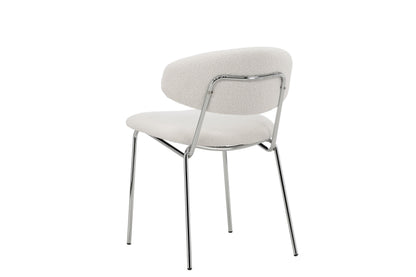 Chico Spisebordsstole (2 stk.) – Krom / Hvid Bouclé