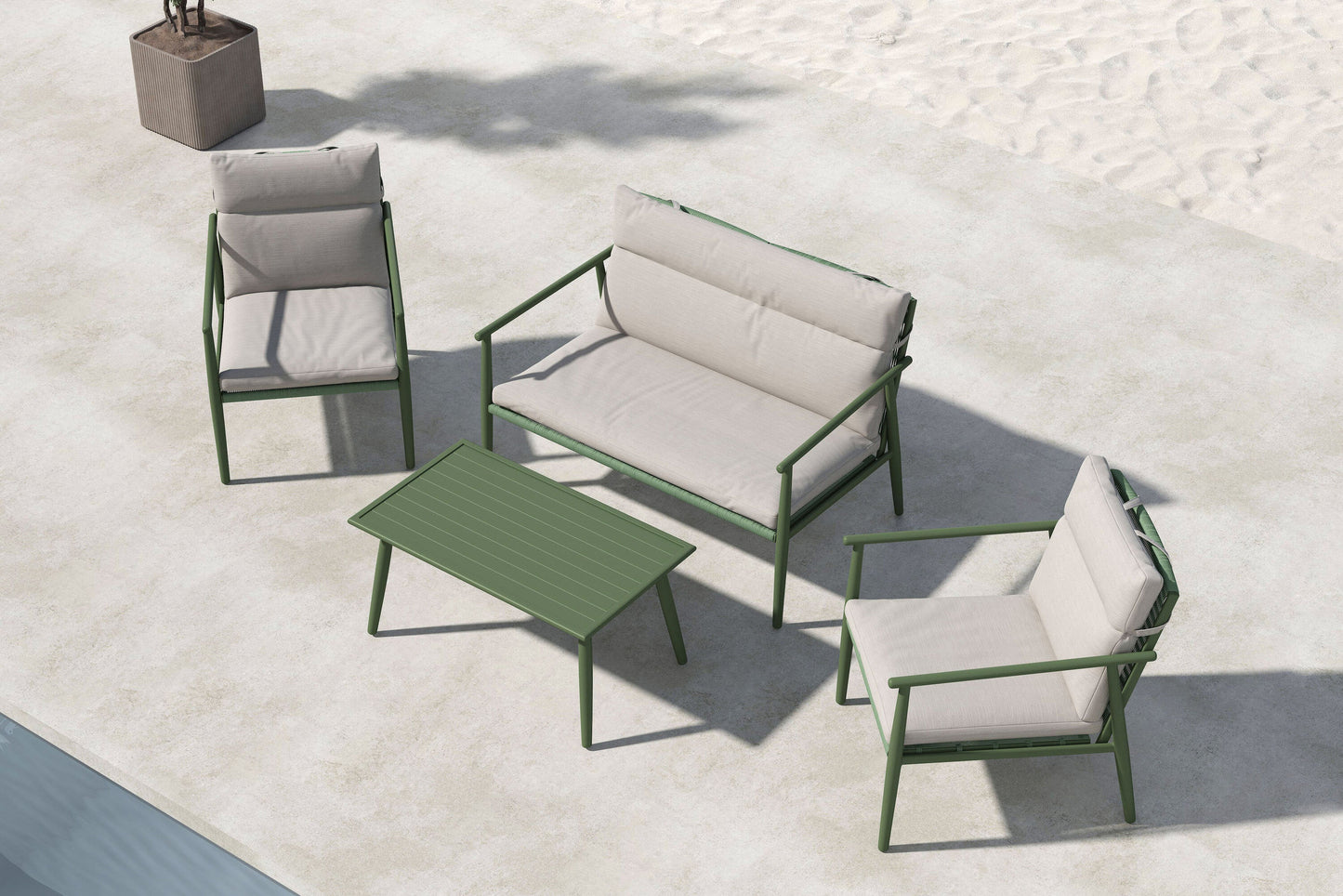 Mazzaro sofasæt – Grøn/Beige