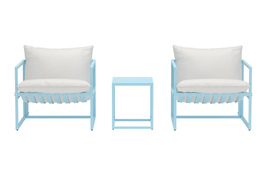 Messina loungesæt – Lyseblå/Beige