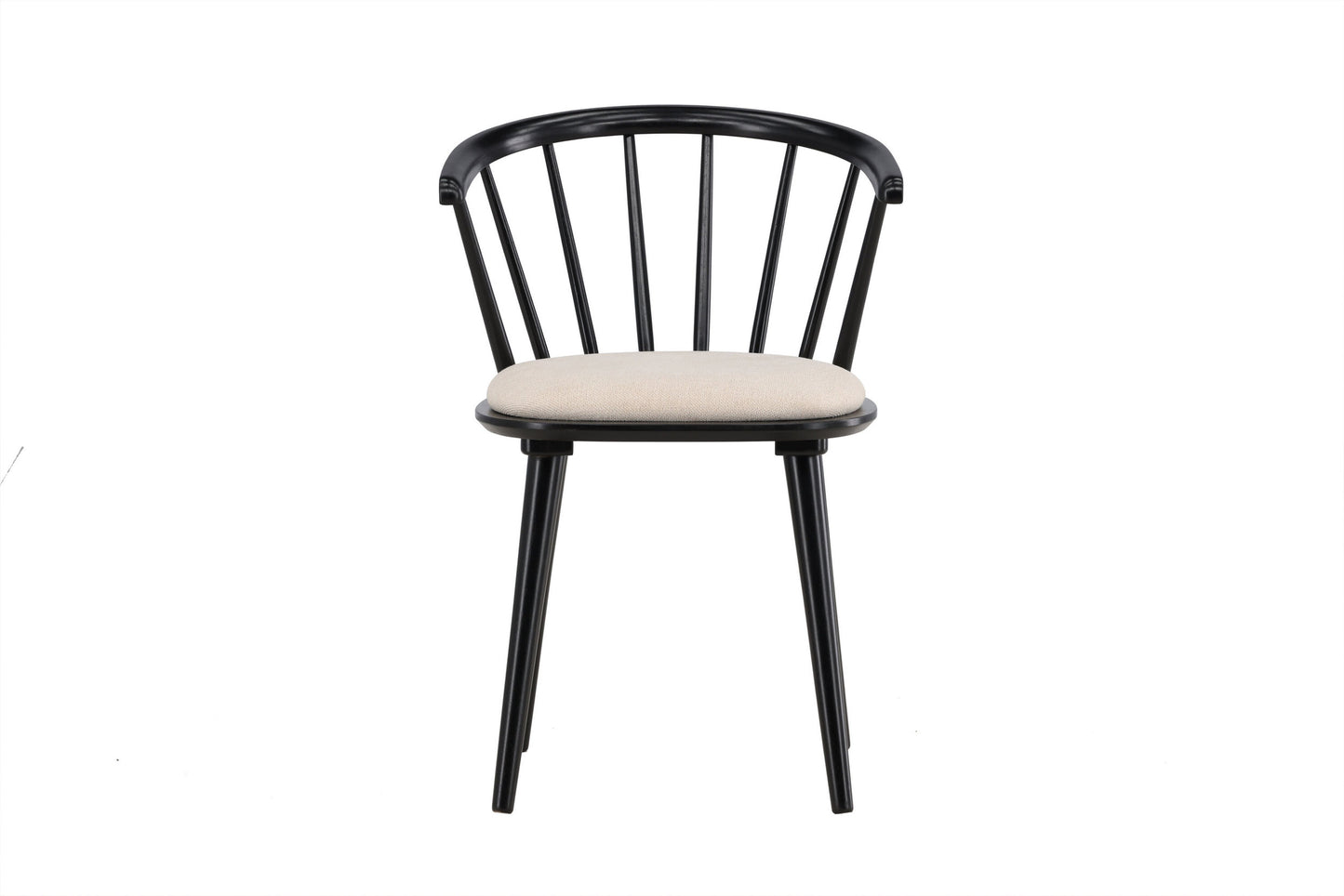 Bobby spisebordsstole med hynder (2 stk.) – Sort gummitræ/Beige