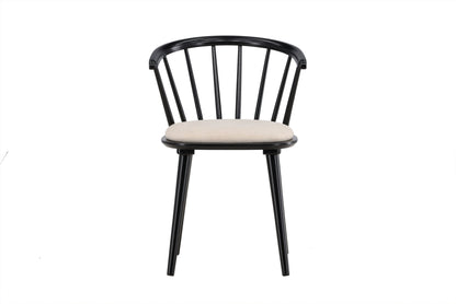 Bobby spisebordsstole med hynder (2 stk.) – Sort gummitræ/Beige