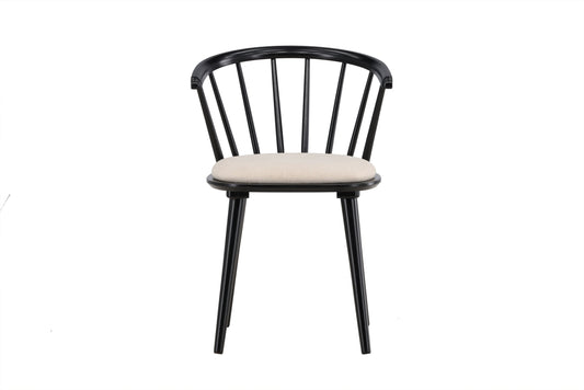 Bobby spisebordsstole med hynder (2 stk.) – Sort gummitræ/Beige