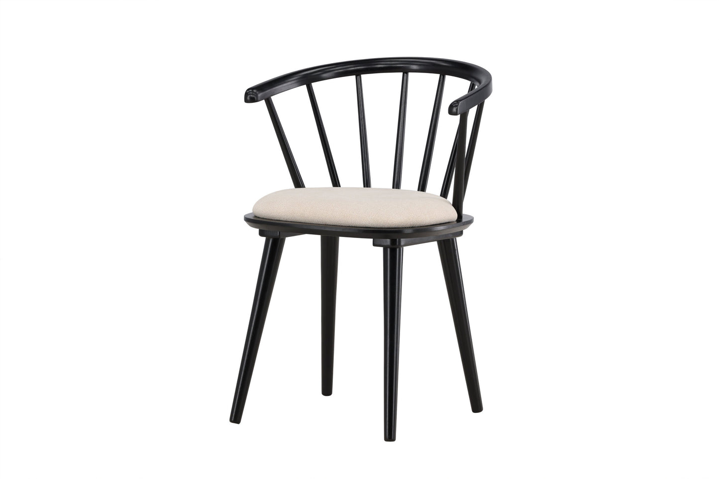 Bobby spisebordsstole med hynder (2 stk.) – Sort gummitræ/Beige