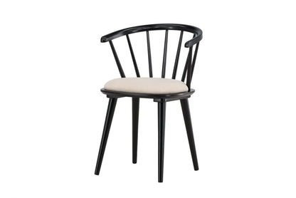 Bobby spisebordsstole med hynder (2 stk.) – Sort gummitræ/Beige