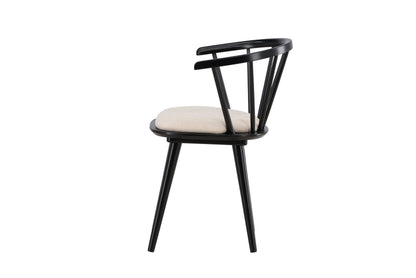 Bobby spisebordsstole med hynder (2 stk.) – Sort gummitræ/Beige