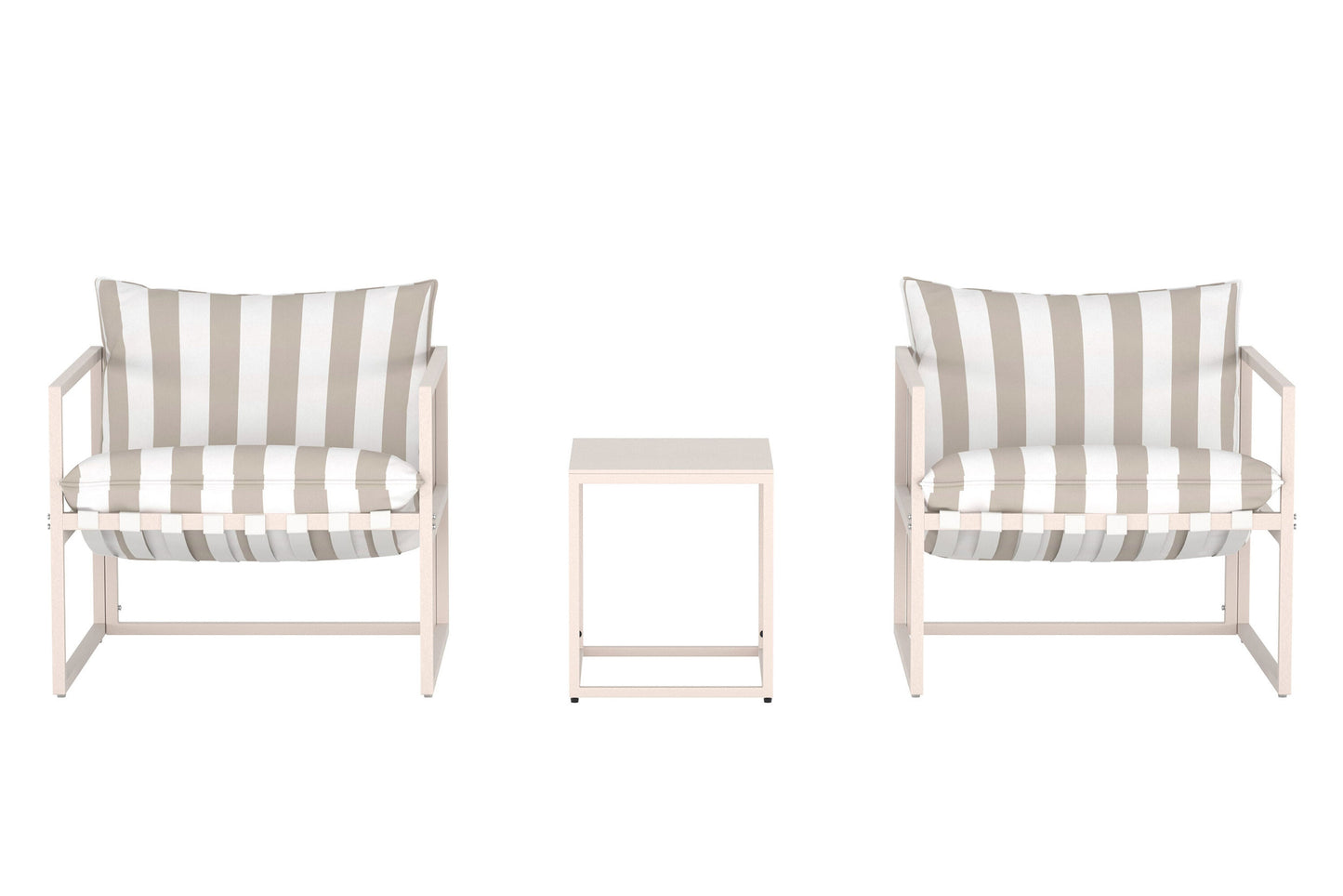Messina loungesæt – Beige/Hvidstribet