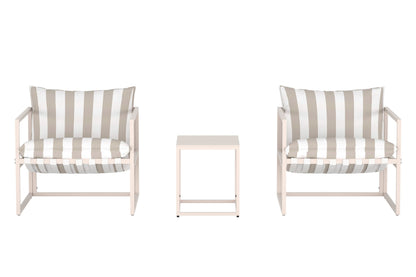 Messina loungesæt – Beige/Hvidstribet
