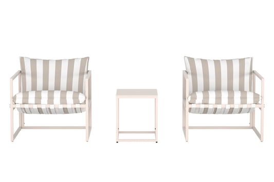 Messina loungesæt – Beige/Hvidstribet