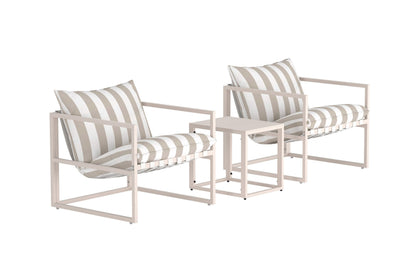 Messina loungesæt – Beige/Hvidstribet