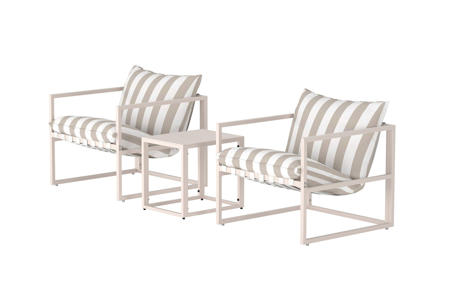 Messina loungesæt – Beige/Hvidstribet