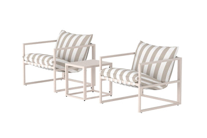 Messina loungesæt – Beige/Hvidstribet