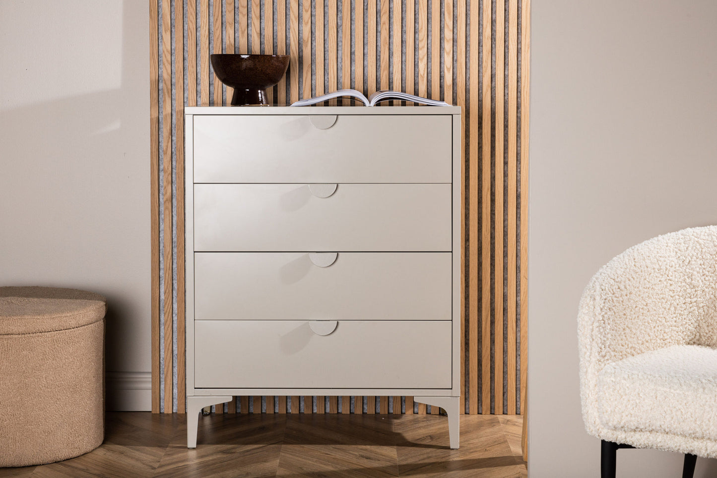 Piring Kommode med 4 Skuffer – Beige
